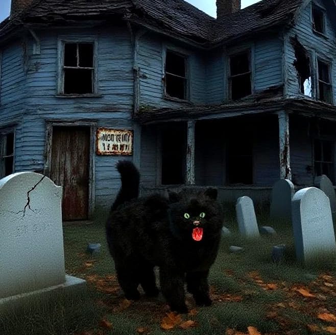 Spooky Black Cat Statue - Realistic Halloween Cat Decor, Witch’s Familiar Prop for Haunted House, Gothic Party, Scary Prank