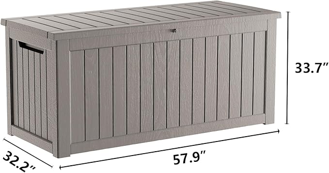 270 Gallon Waterproof Deck Box, Lockable Resin Storage Box for Patio Furniture Cushions Garden Tools and Outdoor Delivery Storage, Coffee