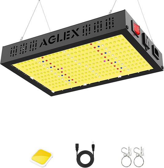 AGLEX E600 LED Grow Light, Full Spectrum Grow Light with UV IR Diode, Grow Lights for Indoor Plants with Daisy Chain & Built-in Silent Fan, Plant Growing Lamps for 2x2 FT Coverage