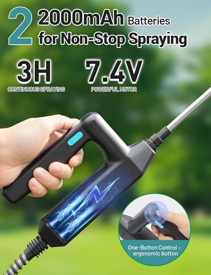 Battery Powered Sprayer 2 Gallon, 7.4V Powful Electric Pump Sprayer in Lawn and Garden with 32'' Wand, Backpack Weed Sprayer for Yard, Fertilizer