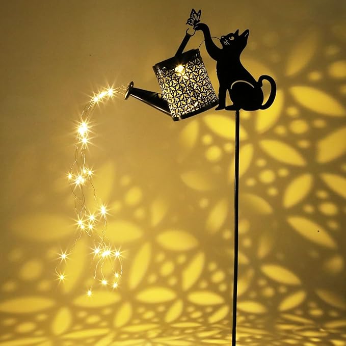 Black Cat Gifts - Solar Cat Garden Statue,Black Metal Garden Decor,Yard Decor Stakes with Lantern, Gifts for Women Mom and Grandma or for Cat Lovers