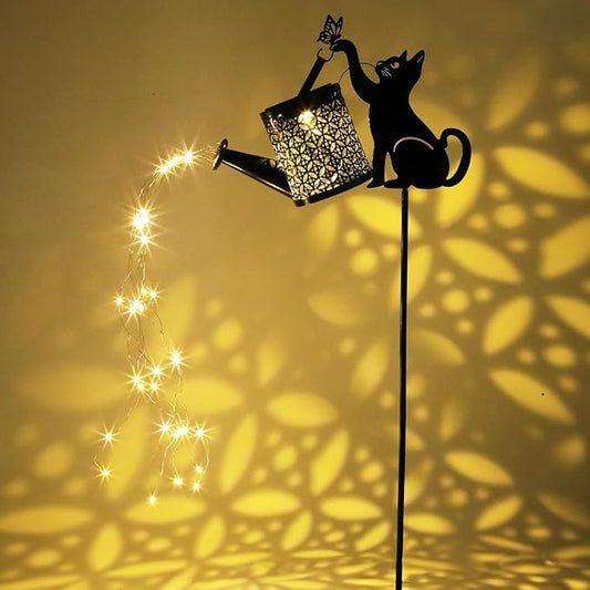 Black Cat Gifts - Solar Cat Garden Statue,Black Metal Garden Decor,Yard Decor Stakes with Lantern, Gifts for Women Mom and Grandma or for Cat Lovers