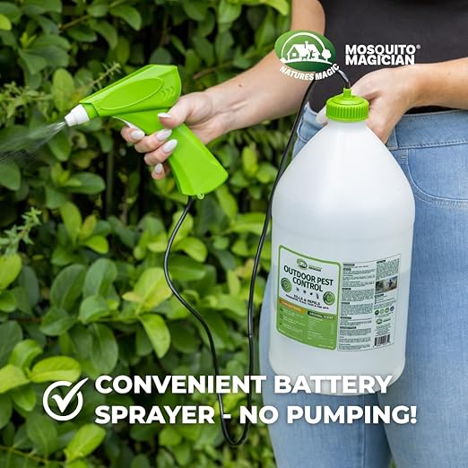 Mosquito Magician Handheld Battery Operated Mosquito Sprayer - User-Friendly - Ideal for Yards, Lawns, Patios - with 2 Gallon Ready to Use Liquid Spray Solution - Kills Mosquitoes, Fleas, Fire Ants