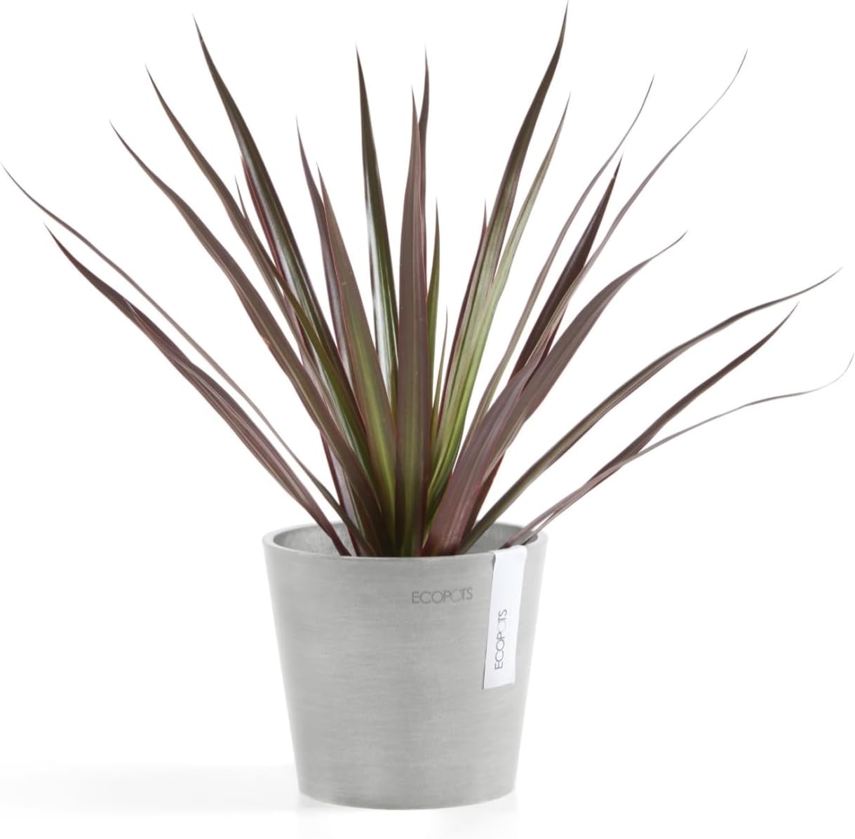 Ecopots Amsterdam Mini Durable Modern Round Recycled-Based Composite Flower Pot Planter, White Grey, 5"