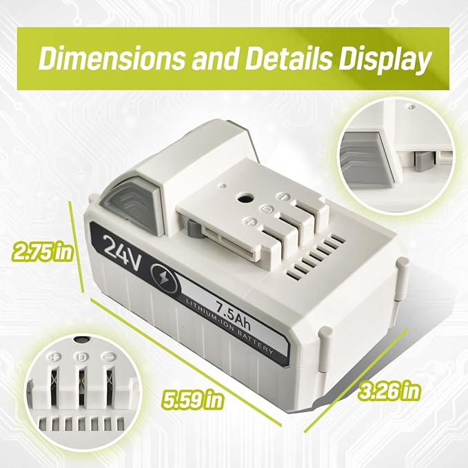 CPY 7.5Ah 24V Battery 2Pack Replacement for Sun Joe Tools Compatible with 24v Cordless Power Tools 24V Lithium Battery 24VBATLTW 24VBAT X2SB18