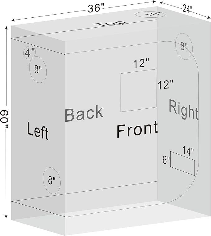 Grow Tent 24"x36"x60" Growing Tents for Indoor Plant 600D Mylar Hydroponic High Reflective Grow Tent for Plant Fruit Flower Veg Growing