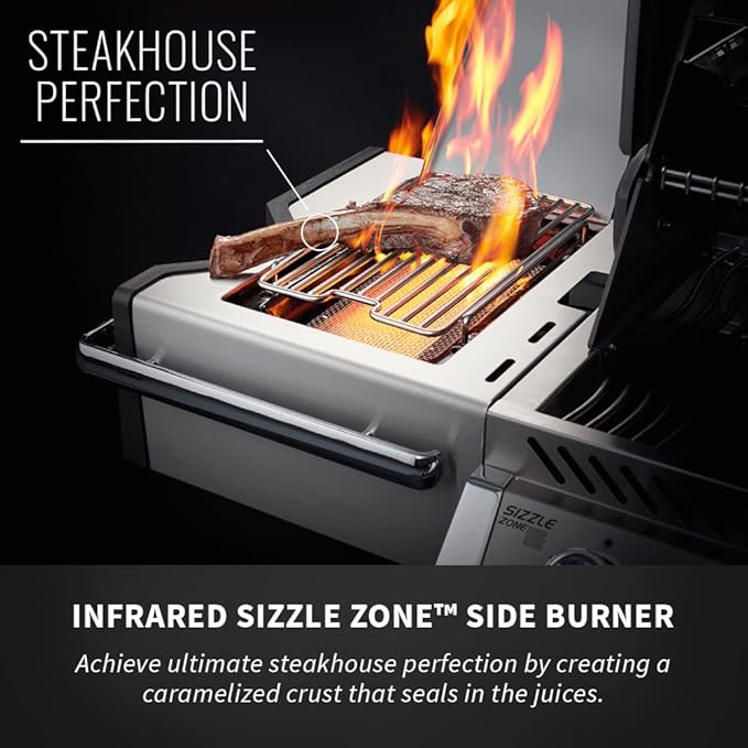 Napoleon PRO665RSIBPSS-3 Prestige PRO 665 RSIB Propane Gas Grill, sq.in. + Infrared Side and Rear Burners, Stainless Steel