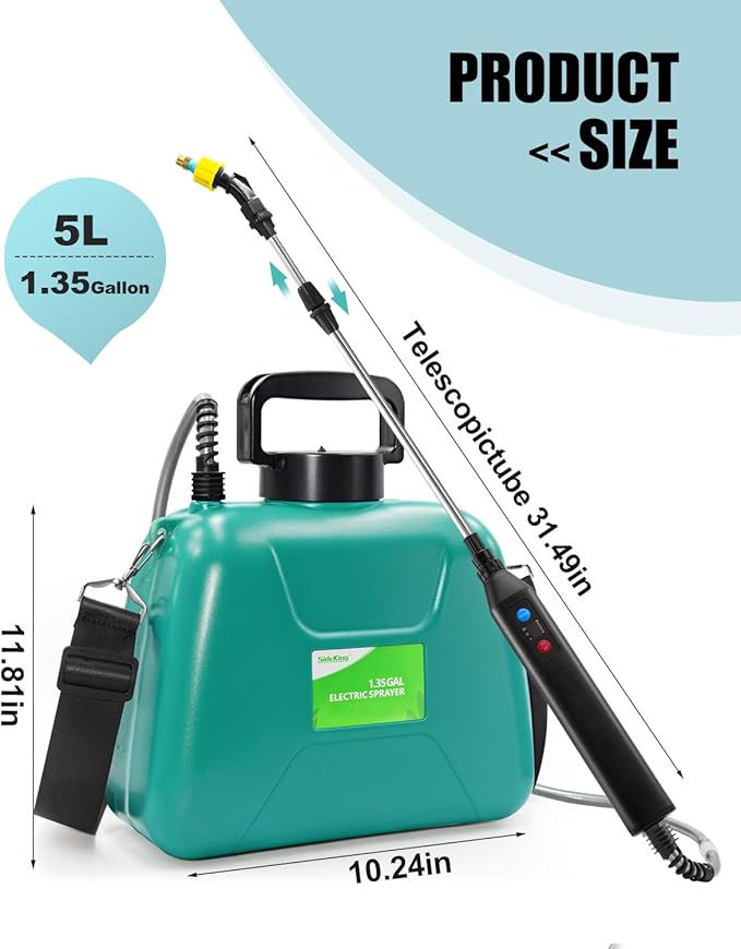 Battery Powered Sprayer 1.3 Gallon, Lightweight Electric Garden Sprayers in Lawn and Garden, 3 Mode Automatic Cordless Weed Sprayer for Yard, Pesticide, Watering, Cleaning