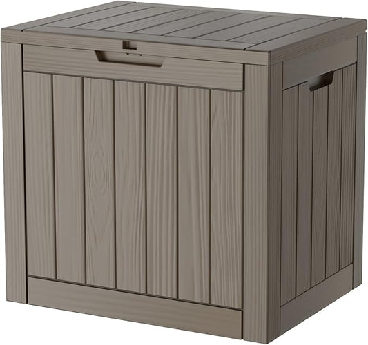 30GAL Brown Outdoor Deck Box with Lock Hole - Waterproof, SGS - Protected from UV, Ideal for Patio and Garden Storage, Can Double as a Comfortable Seat, Easy to Assemble