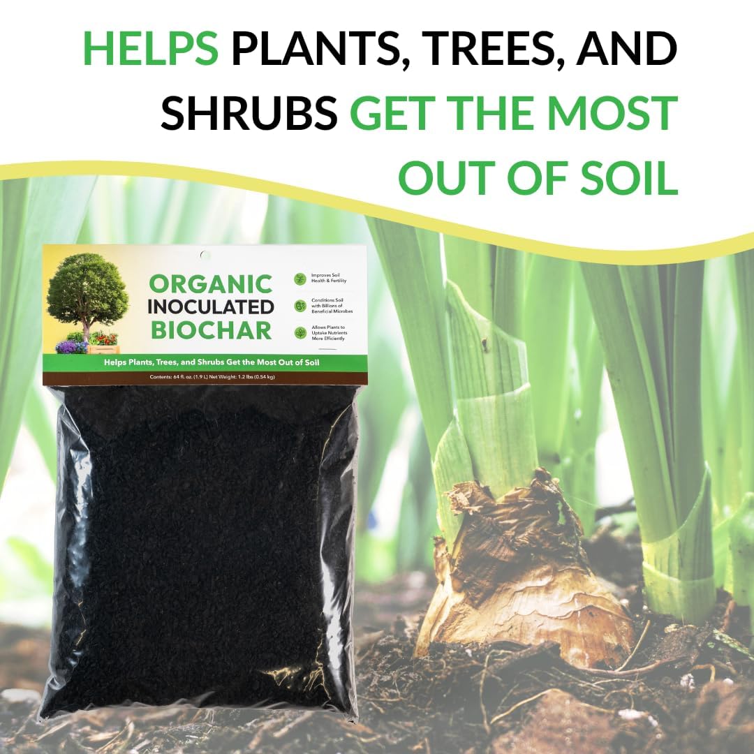 Organic Inoculated Biochar: Helps Plants and Trees Get The Most Out of Soil | Allows Plants to Uptake Nutrients More Efficiently | Contains Millions of Soil-Enriching Micro-Organisms | 128oz Bag