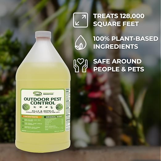 Mosquito Magician Liquid Concentrate, Kills Mosquitoes, Fleas & Fire Ants Yard Spray Treatment, Pet Safe, Use with Sprayers, Foggers & Misting Systems, Outdoor Mosquito Repellent, 1 Gallon - Original
