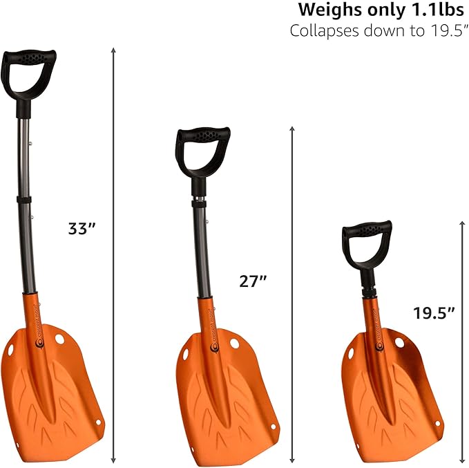 Crescent Moon Compact Collapsible Shovel: Lightweight Portable Tool for Camping, Emergencies, Cars, Backcountry Adventures, ATVs & Snowmobiles – Essential Small Emergency Avalanche Shovel