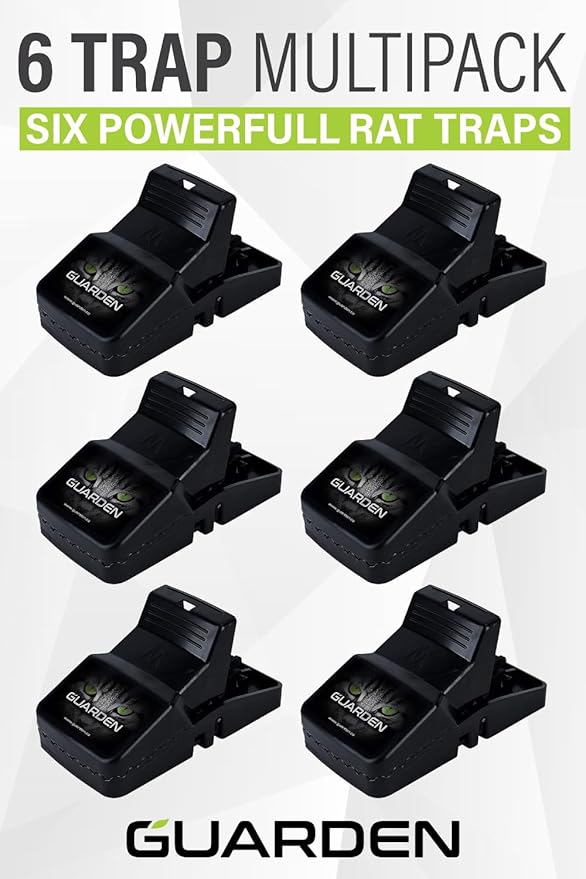 Rat Trap Six Pack - Indoor and Outdoor Traps for Mice, Voles, Rats, Chipmunks - Easy to Set, Powerful Snap, Quick Kill - by Guarden