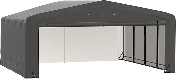 ShelterLogic ShelterTube Garage & Storage Shelter, 20' x 18' x 10' Heavy-Duty Steel Frame Wind and Snow-Load Rated Enclosure, Gray