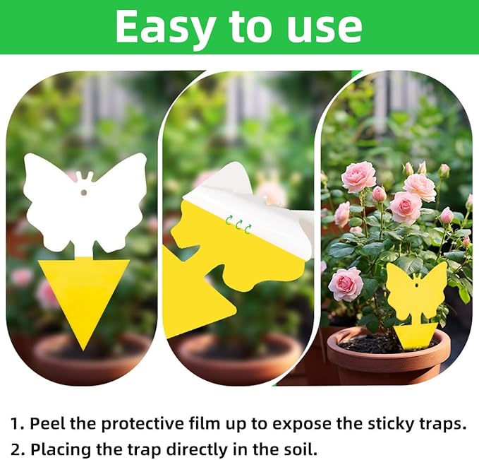 60 Pcs Classic Sticky Traps for Fungus Gnat (Plants), Fruit Fly, Whitefly, and Fly, Yellow Sticky Insect Catcher Traps for Indoor/Outdoor, Kitchen, and Plants, High-End Glue, Non-Toxic, 4 Shapes