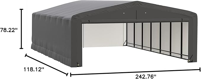 ShelterLogic ShelterTube Garage & Storage Shelter, 20' x 32' x 10' Heavy-Duty Steel Frame Wind and Snow-Load Rated Enclosure, Gray