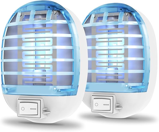 2 Pack Bug Zapper Indoor, Electronic Mosquitoes Killer Zapper with Blue Lights for Living Room, Baby Room, Kitchen, Bedroom(4)
