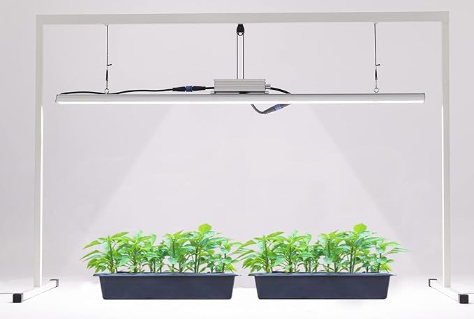 LED Grow Light Lamp Stand for Plant Seedling Germination Vege Flower Growth,Full Spectrum CRI 90+ White Light CCT 6500K,Isolated Dimming Power with On/Off Switch,Height Adjustable,100W,4FT
