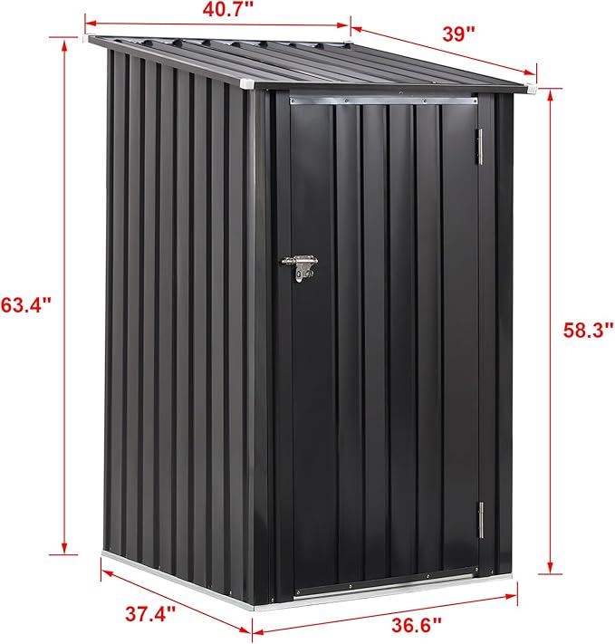 3x3 FT Outdoor Storage Shed, Metal Steel Garden Shed with Single Lockable Door, Small Shed Outdoor Steel Utility Tool Shed, Storage House Waterproof for Backyard Patio, Garden, Lawn(Dark Gray)