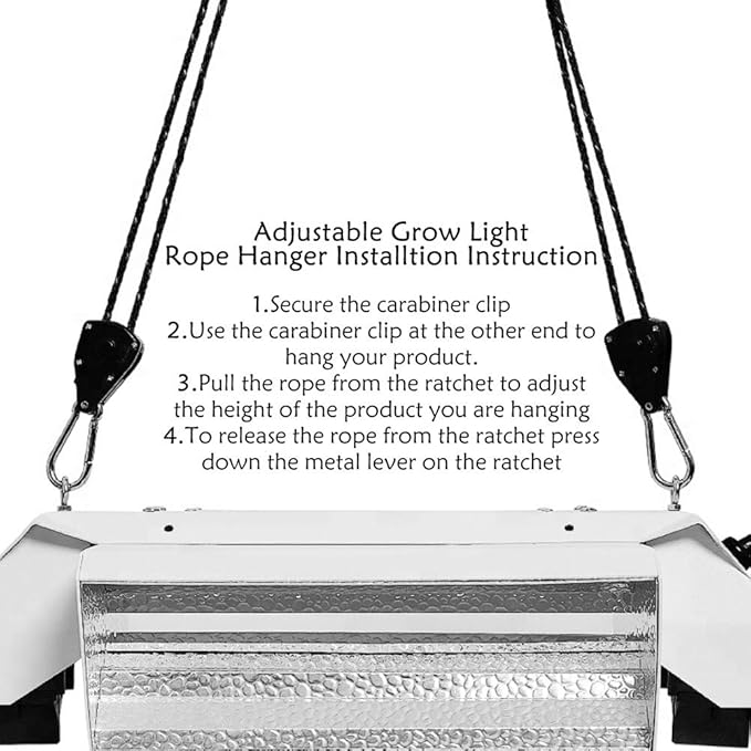 8 Pairs 1/8" Heavy Duty Ratchet Hangers, Adjustable Rope Hangers, Grow Light Rope Hangers for Grow Plant Fan Filter Light Room Equipment, 150 LB Capacity per Pair