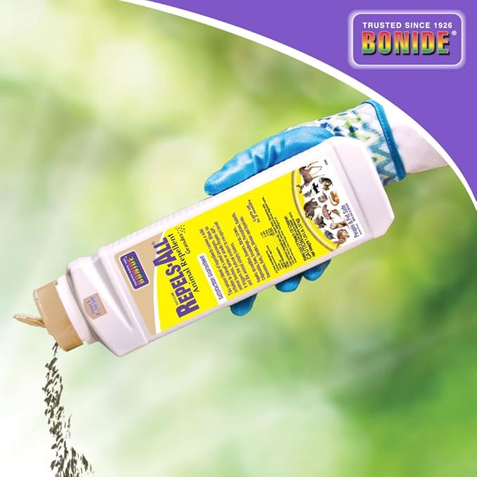Bonide Repels-All Animal Repellent Granules, 1.25 lbs. Ready-to-Use Pellets Deter Pests from Lawn & Garden, Long Lasting Control