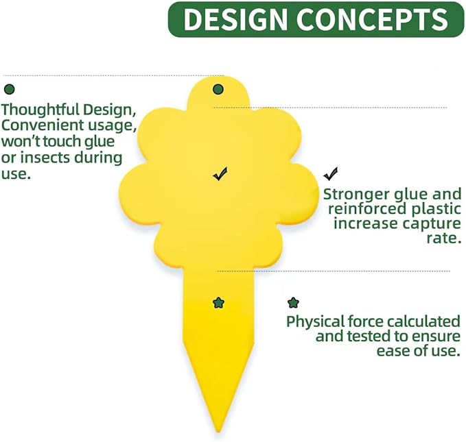 Flower-Shaped Yellow Sticky Traps, 36 Pack, Creative Sturdy Structure, No Touching Glue Or Bugs Design, Very Easy To Use, Gnat, Fruit Fly & Insect Killer, Kid & Pet Safe, For Plants, Gardens, Kitchens