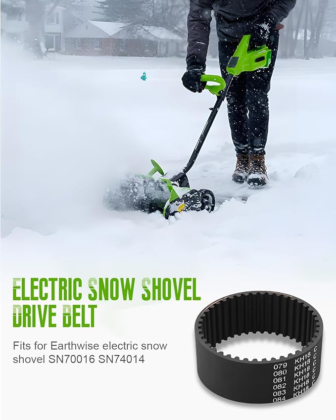 Drive Belt Kit Fit for Earthwise Electric Snow Shovel SN70016 SN74014 Snow Shovel Drive Belt Kit Includes Large Auger Belt and Small Motor Toothed Drive Belt