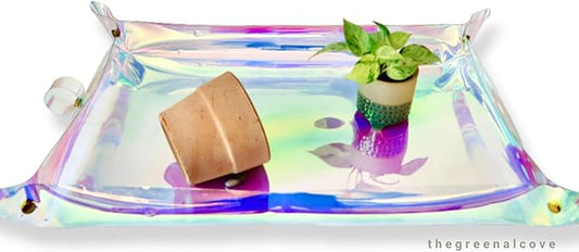 Plant Repotting Mat for Indoor Outdoor Gardening, Holographic Roll Out Potting Mat Tarp - Gifts for Plant Lovers Women (Blue)