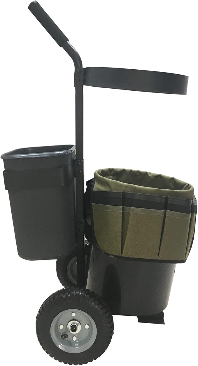 biosp Garden Carts Heavy Duty Rolling Lawn Yard Mobile Gardening Trolley Wheeled with 5 Gallon Bucket Oxford Bag Tool Organizer Storage