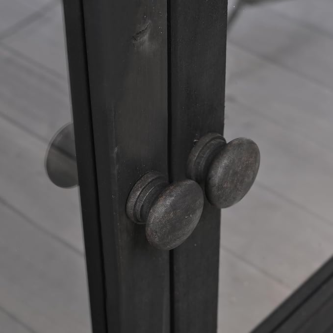 Portable Wooden Cold Frame Greenhouse with Wheels - 47" Mini Greenhouse with Adjustable Roof, Storage Box & Polycarbonate Panels - Plant Protector for Seedlings, Herbs & Winter Gardening (Black)