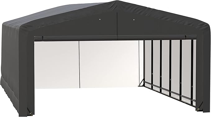 ShelterLogic ShelterTube Garage & Storage Shelter, 20' x 27' x 12' Heavy-Duty Steel Frame Wind and Snow-Load Rated Enclosure, Gray