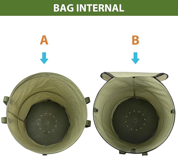 YUDI & GARDEN 29 Gallon Hard Bottom Collapsible Trash Can｜Collapsible Garden Bag｜Camping Trash Can, Green 2-Pack for Collecting Weeds or Party and Yard Waste