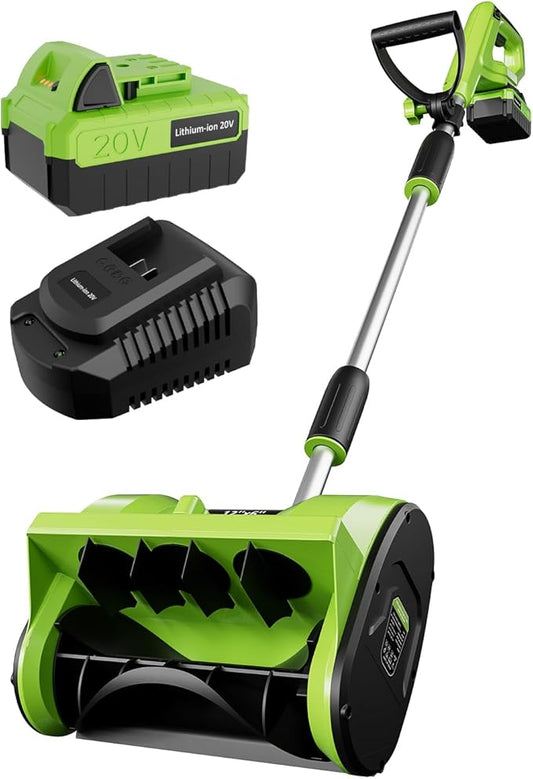 12.5-Inch Cordless Snow Blower, Battery Powered Snow Shovel with Directional Plate, Electric Snow Blowers Included 20-Volt/4.0 Ah Lithium-ion Battery Pack and Quick Charger