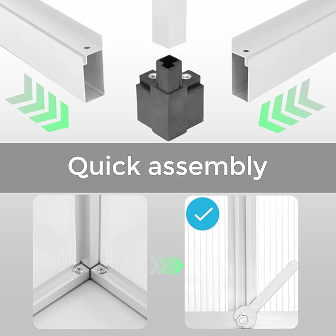 6 x 6 FT Aluminum Greenhouse for Outdoors, Polycarbonate Walk-in Greenhouse,Silver