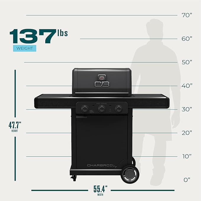 Charbroil® Pro Series™ with Amplifire™ Technology 3-Burner Propane Gas Grill and Griddle Cabinet, Black - 463365124