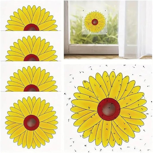 Window Fly Trap Fruit Fly Trap Indoor | Catch & Kill Houseflies, Flying Insects & Bugs | Non-Toxic Sticky Glue Traps | Beautiful Sunflower Design not only as a Fly Trap but Also a Decoration 20 Pack