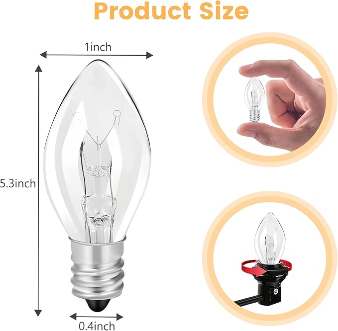 Original Flea Trap Light Bulb Replacement, 10 Pack 7W Replacement Bulbs for Flea Traps Inside Your Home, 7 Watt 120 Volt Flea Trap Bug Night Light Bulbs with Screw-in Base for Most Flea Trap Lamp