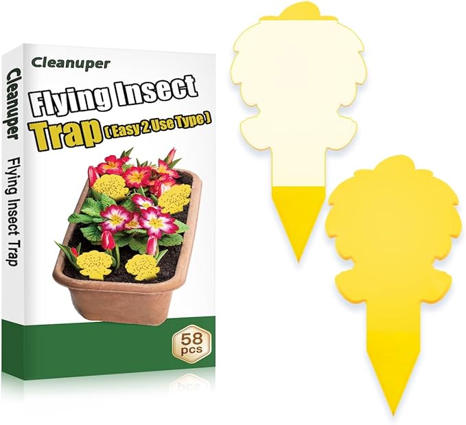 58 Pcs Ice Cream Shaped Gnat Traps, Novel Design for Easy and Conveinent Use, Yellow Sticky Traps for Fungus Gnat, Fruit Fly & Flying Insect, Ideal for Plants & Kitchens, Super Sticky, Kid & Pet Safe