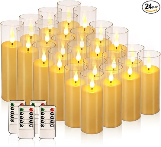 24-Pack A-Series Acrylic LED Flameless Candles with Remote Control - Perfect for Families, Parties, and Special Occasions