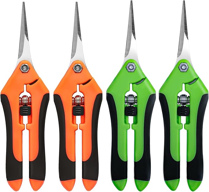 4 Pack Garden Shears, Stainless Steel Shears Gardening Tools, Scissors, Garden Clippers, Pruning Shears for Gardening Shears & Scissors (Orange Green)