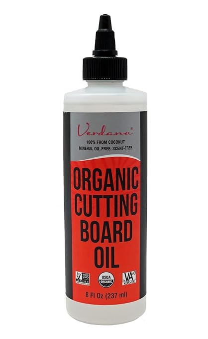 Verdana Food Grade Cutting Board Oil for Wood – 8 Fl Oz - Organic, Kosher, Non-GMO – Coconut Derived, No Mineral Oil – Conditioner & Polish for Butcher Block, Bamboo, Utensils, Wood Furniture