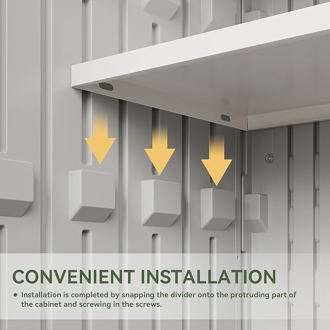 Aoxun White Outdoor Storage Cabinet with 2 Shelves, 35 Cu.Ft Trash Can Storage Shed, Waterproof, Horizontal Storage for Garbage Bin, Generator, Lawn Mower