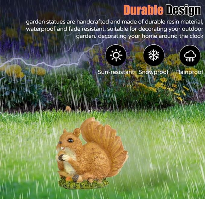 5" Squirrel with Pinecone Statue – Polyresin Figurine for Home & Garden – Whimsical Indoor/Outdoor Decoration on Grass Base