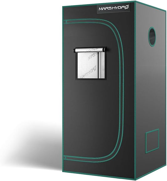 MARS HYDRO 2x2 Advanced Grow Tent, 24"x24"x55" High Reflective Mylar 1680D for Hydroponics Indoor Plant Growing, with Observation Window,Floor Tray and Smooth Zipper for TS600/TS1000