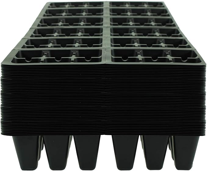 Handy Pantry Black Plastic Garden Tray Inserts – 50 Sheets, 72 Planting Pot Cells Each – 2x3 Nested x12 Configuration – Ideal for Nursery, Greenhouse, Seed Starting, and Vegetable Gardening