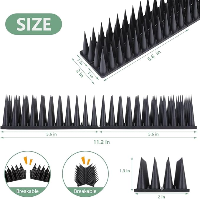 Bird Spikes, 30 Pack Bird Deterrent for Outside, Pigeon Spikes for Raccoon Squirrel Cats Bird Deterrent Spikes for Fences and Roofs to Keep Birds Away(28Feet)