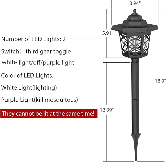 2 Pcs Solar Bug Zappers Outdoor Waterproof LED Solar Mosquito Zappers Solar Powered Mosquito Killer Light Lamp for Indoor and Outdoor Use