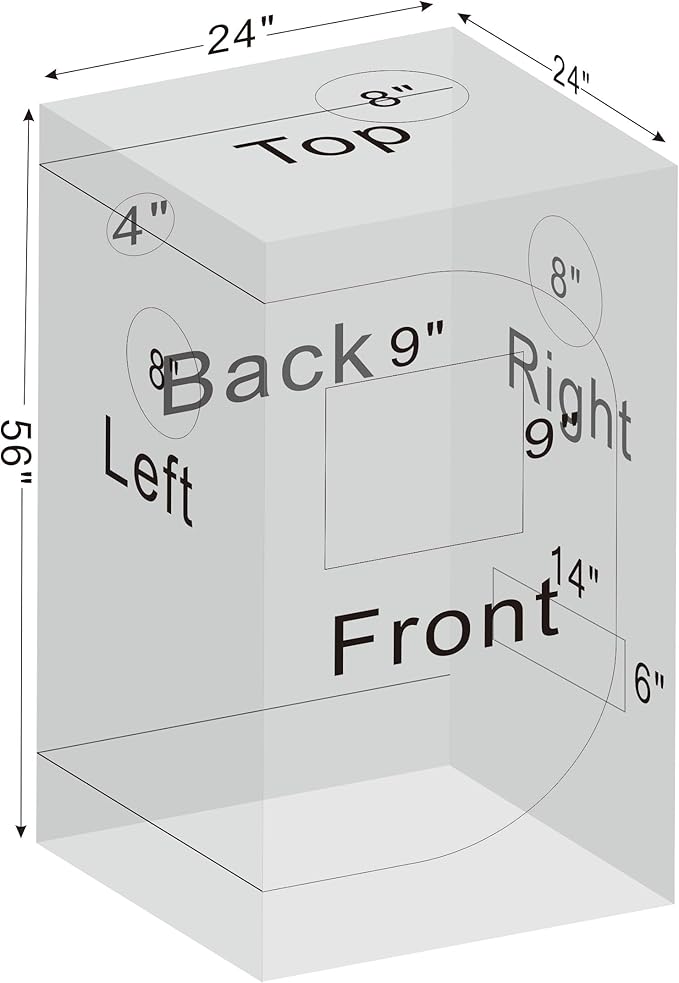 24"x24"x55" Grow Tent for Indoor Plants 600D Mylar Hydroponic High Reflective GrowTents for Plant Fruit Flower Veg Growing