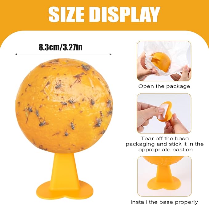 6 PCS Fly Trap Indoor Fly Sticky Ball, Hanging Fly Trap Outdoor Bug Catcher Wasp Gnat Trap, Flying Insects Ball for House Plants Kitchen Drain Yard Garden