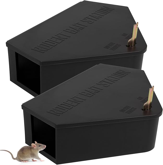 Rat Station Box with Keys, 2 Pack Rodent Station Keeps Rats Away, Keeps Children and Pets Safe, Key Unlocking, Reusable & Long-Lasting, Indoor & Outdoor